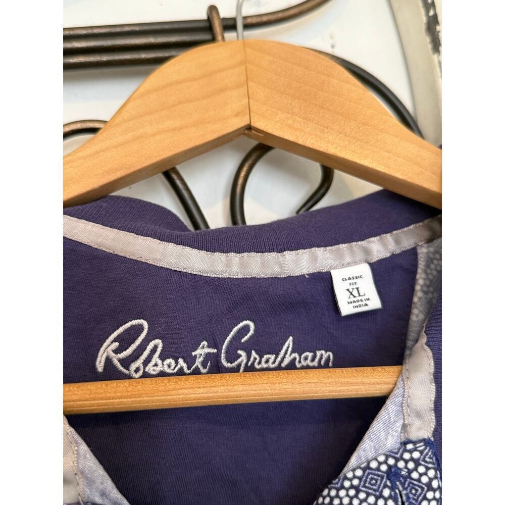 Robert Graham “Mabry” Floral Jacquard Polo Shirt Blue Gray Men’s XL Classic Fit - Picture 5 of 6